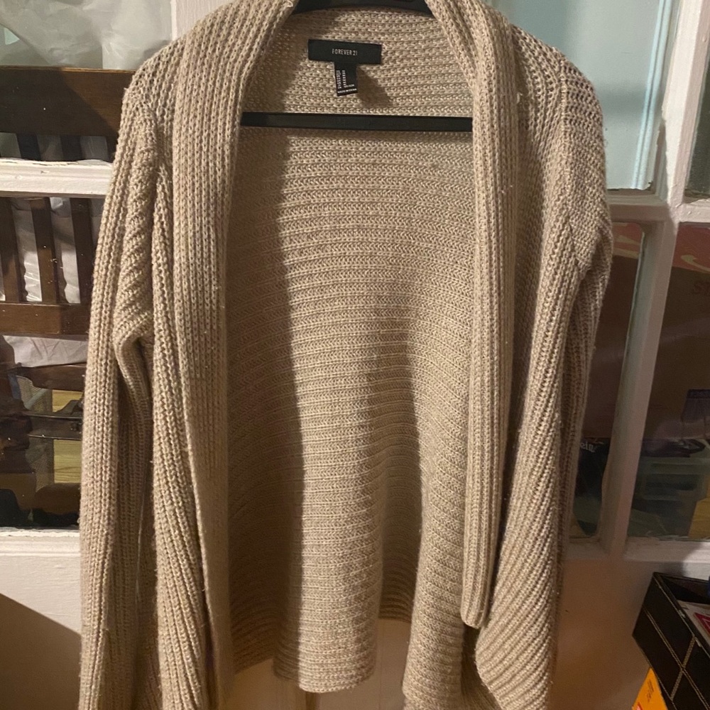 f21 cream cardigan